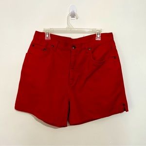 Vintage 90s Bill Blass High Waisted Red Denim Shorts